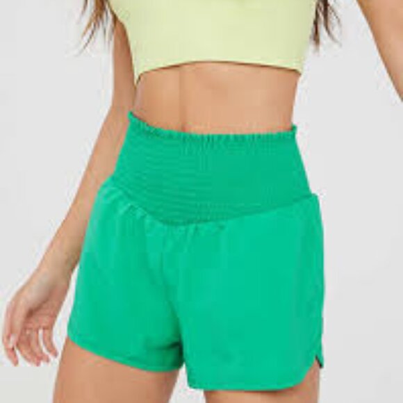 aerie Pants - 3/$25 Aerie Offline High Waist Smocked Athletic Shorts M Flowy Running Green